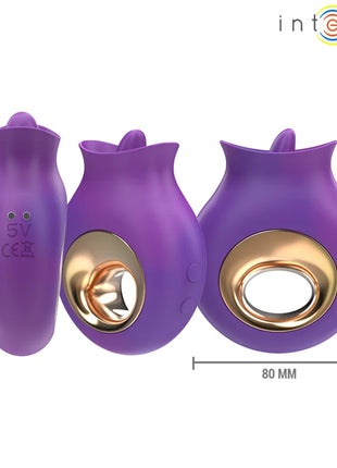 Lila silikon klitorisstimulator intense tuli mit goldfarbenen metallakzenten und blumigem rundem design