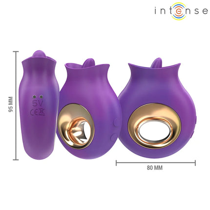 Lila silikon klitorisstimulator intense tuli mit goldfarbenen metallakzenten und blumigem rundem design
