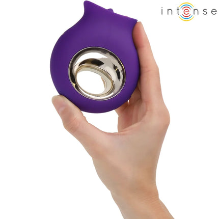 Lila intensiver tulI klitorisstimulator aus silikon mit metallring und 9 vibrationen und 9 oszillationen