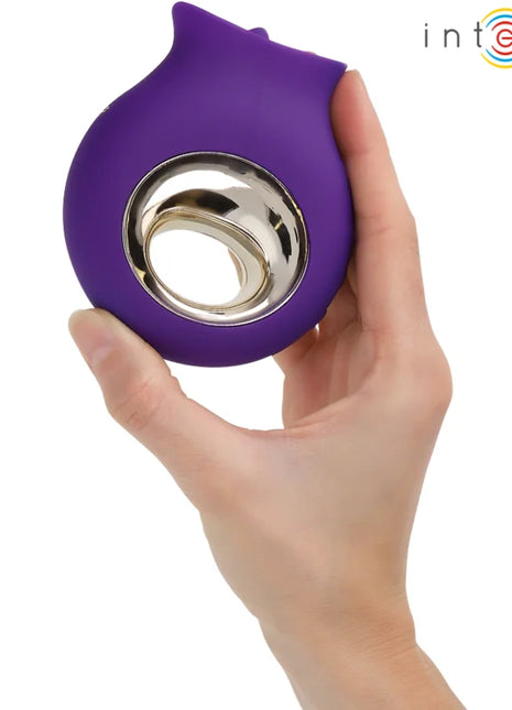 Lila intensiver tulI klitorisstimulator aus silikon mit metallring und 9 vibrationen und 9 oszillationen