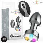 INTENSE - VIBRIERENDER ANALPLUG AUS METALL MIT LED-LEUCHTEN UND FERNBEDIENUNG - GRÖSSE M
