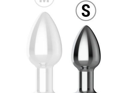 INTENSE - VIBRIERENDER ANALPLUG AUS METALL MIT LED-LEUCHTEN UND FERNBEDIENUNG - GRÖSSE S