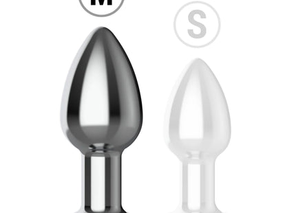 INTENSE - VIBRIERENDER ANALPLUG AUS METALL MIT LED-LEUCHTEN UND FERNBEDIENUNG - GRÖSSE M
