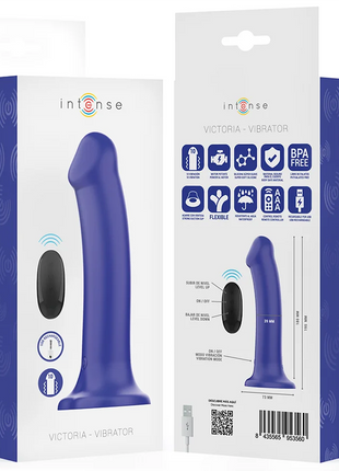 INTENSE - VICTORIA VIBRATOR MIT SAUGNAPF 10 VIBRATIONEN DUNKELBLAU FERNBEDIENUNG