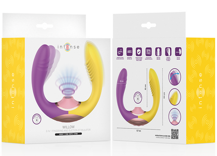 Lila und gelber silikon willow 3in1 saug und vibrationsstimulator von intense für vielseitige stimulierung