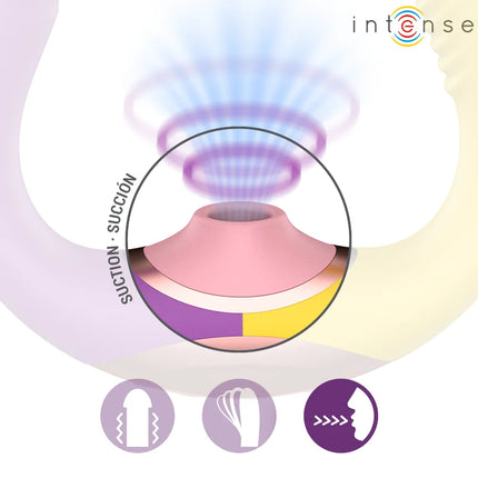 Intense willow 3-in-1 saug- und vibrationsstimulator in pink und lila mit gelbem akzent für intime anwendung