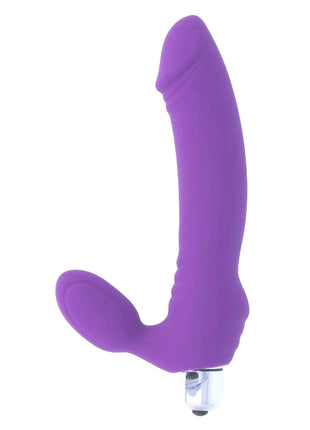 Lila silikon vibrator mit zwei köpfen und metallbasis für intensive erlebnisse mit sieben geschwindigkeiten