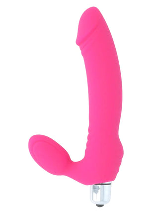 Pink silikon dualkopfvibrator mit metallic basis und sieben geschwindigkeiten namens intense zucker fuchsia
