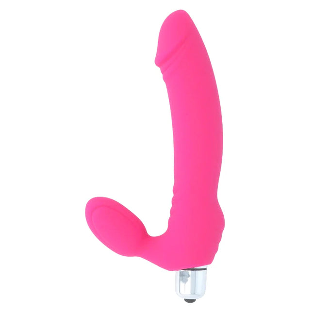 Pink silikon dualkopfvibrator mit metallic basis und sieben geschwindigkeiten namens intense zucker fuchsia