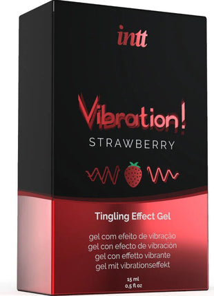 INTT - KRAFTVOLLES INTIMSTIMULIERENDES FLÜSSIGES VIBRATIONSGEL ERDBEERE 15 ML - Orgasmusverstärker