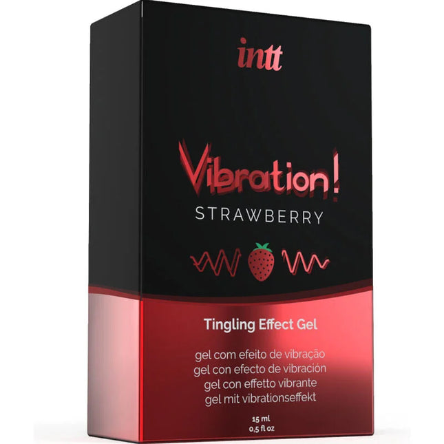 INTT - KRAFTVOLLES INTIMSTIMULIERENDES FLÜSSIGES VIBRATIONSGEL ERDBEERE 15 ML - Orgasmusverstärker
