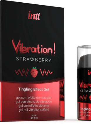 INTT - KRAFTVOLLES INTIMSTIMULIERENDES FLÜSSIGES VIBRATIONSGEL ERDBEERE 15 ML - Orgasmusverstärker