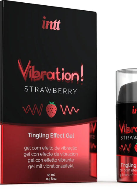 INTT - KRAFTVOLLES INTIMSTIMULIERENDES FLÜSSIGES VIBRATIONSGEL ERDBEERE 15 ML - Orgasmusverstärker