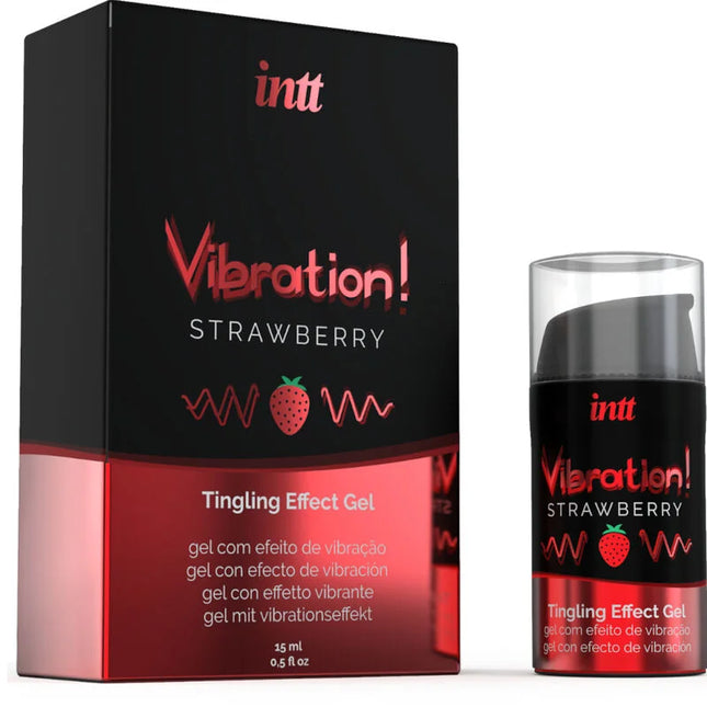 INTT - KRAFTVOLLES INTIMSTIMULIERENDES FLÜSSIGES VIBRATIONSGEL ERDBEERE 15 ML - Orgasmusverstärker