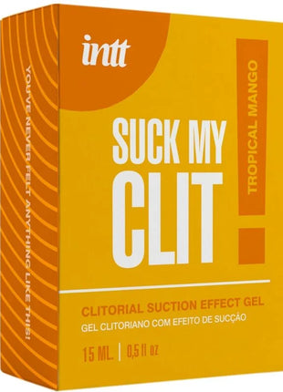 Orange kartonverpackung für intt suck my clit sauge effekt gel tropische mango 15 ml mit intensiver saugfunktion