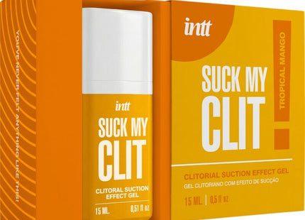 Intt suck my clit tropische mango klitorale saugeffekt gel in orange-weißer 15 ml flasche