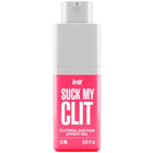 Ein lebhaft pinkfarbener rechteckiger flakon mit weißem pumpspender intt suck my clit saugeffekt gel 15 ml