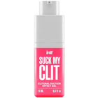 Ein lebhaft pinkfarbener rechteckiger flakon mit weißem pumpspender intt suck my clit saugeffekt gel 15 ml