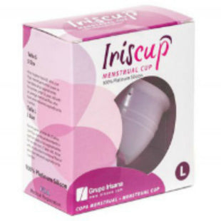 IrisCup großer rosa monatstasse irideszente menstruationstasse aus 100% platinum silikon größe l mit sterilizadorbeutel