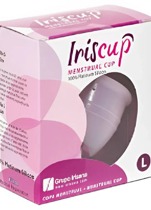 IrisCup großer rosa monatstasse irideszente menstruationstasse aus 100% platinum silikon größe l mit sterilizadorbeutel