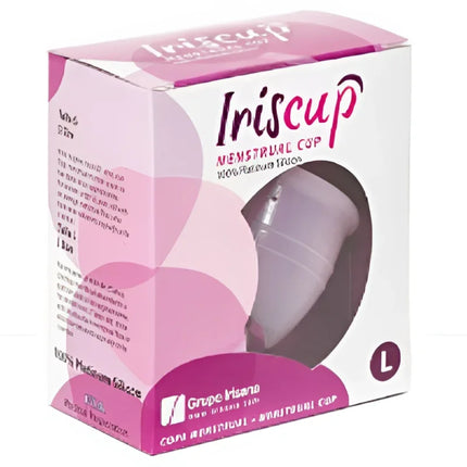 IrisCup großer rosa monatstasse irideszente menstruationstasse aus 100% platinum silikon größe l mit sterilizadorbeutel