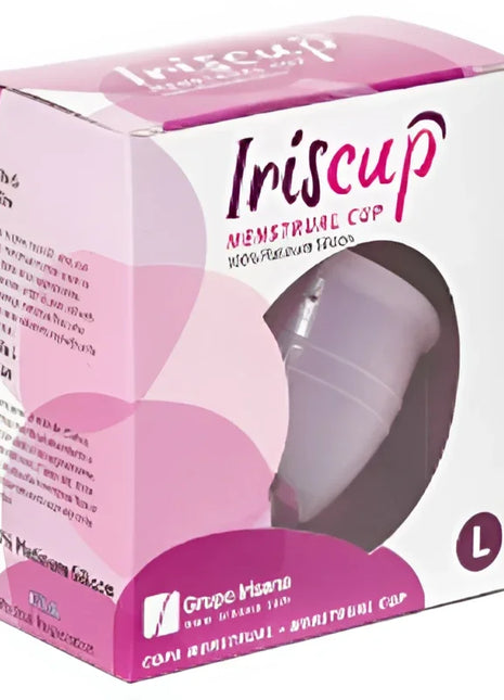 IrisCup großer rosa monatstasse irideszente menstruationstasse aus 100% platinum silikon größe l mit sterilizadorbeutel