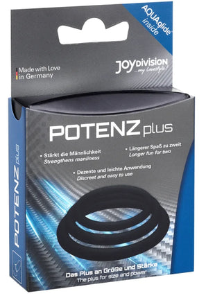 JOYDIVISION POTENZDUO - PLUS 3 SCHWARZE RINGE SATZ - S M L - Penisring ohne Vibration