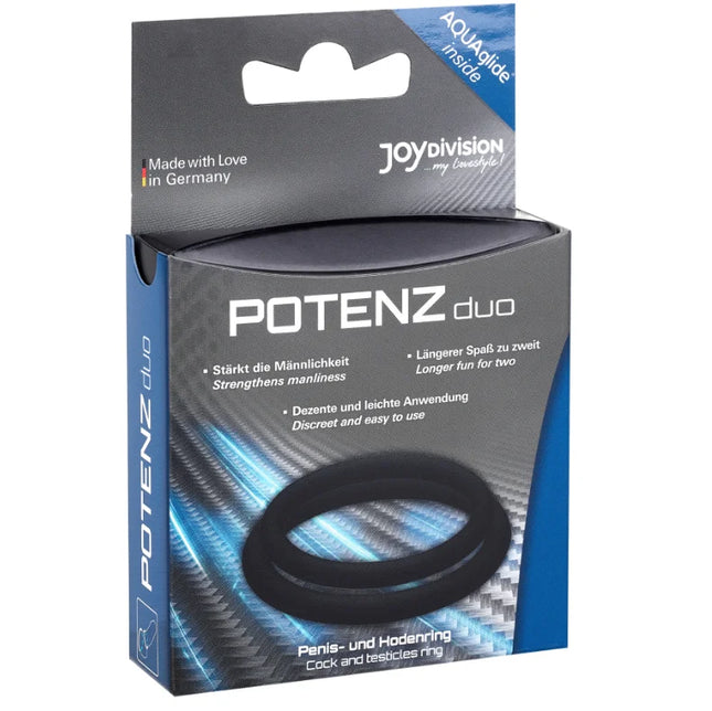 JOYDIVISION POTENZDUO - RINGE SCHWARZ - M - Penisring ohne Vibration