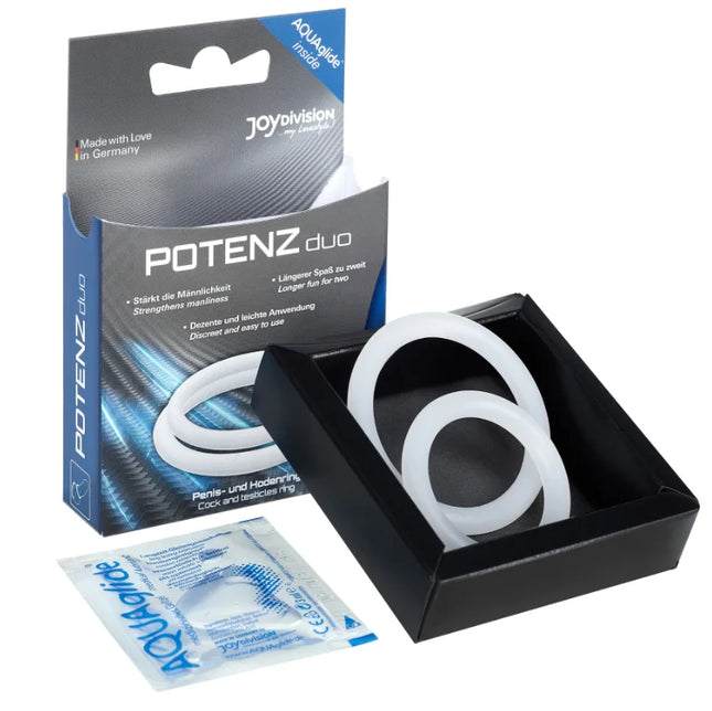JOYDIVISION POTENZDUO - RINGE WEISS - M - Penisring ohne Vibration