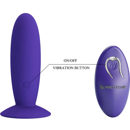 Lila silikon jugendplug analvibrator mit fernbedienung und zubehör von prettylove mit silbernem herzknopf