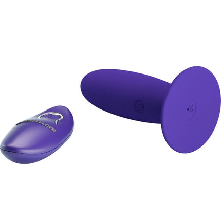 Lila silikon anal vibrator mit fernbedienung und rundem sockel für angenehme stimulation
