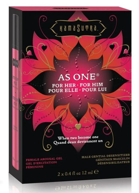 Kamasutra couples kit mit pinkem weiblichem erregungsgel und schwarzem männlichem verlängerungsgel in flaschen