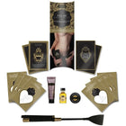 Schwarzer und goldener lederpeitsche mit goldenem griff aus dem kamasutra feel me erotik-kit