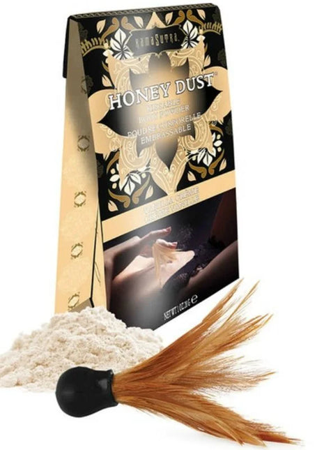 Schwarze und gold verzierte verpackung von kamasutra kussbares vanille pulver 28 g mit pinsel