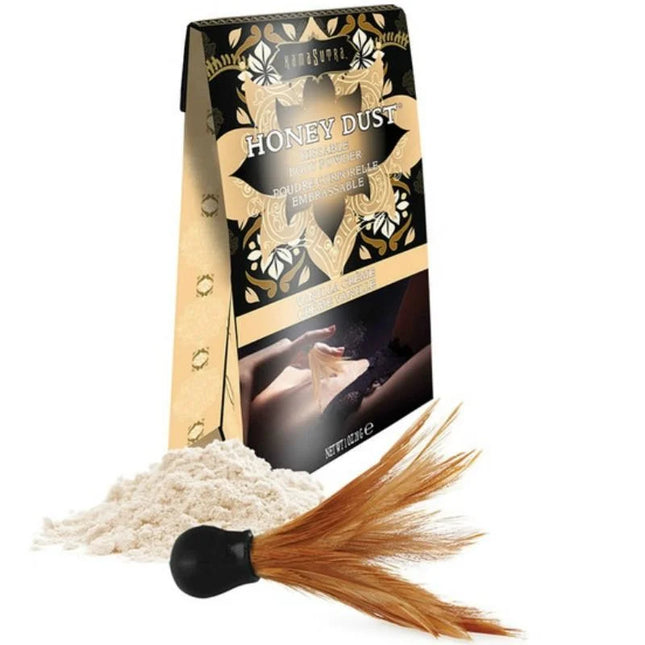 Schwarze und gold verzierte verpackung von kamasutra kussbares vanille pulver 28 g mit pinsel