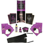Kamasutra surprise me erotik-kit mit violettem und schwarzem spielset inklusive blindfold, herzförmigen karten, lubrikanten und samtigem quastgurt