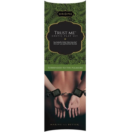 Namasurre Kamasutra trust me erotisches spielset mit schwarzen lederfesseln und silbernen metallgliedern