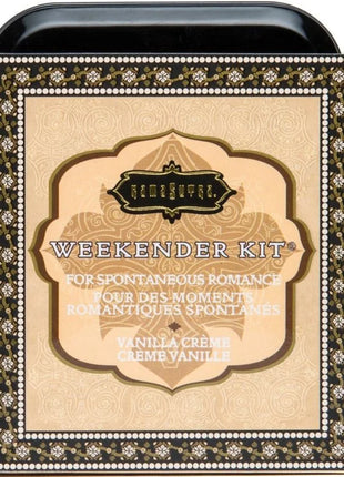 Schwarzes und goldenes verzierte blechdose weekender kit von kinksurreal mit vanille creme duft kamasutra edition