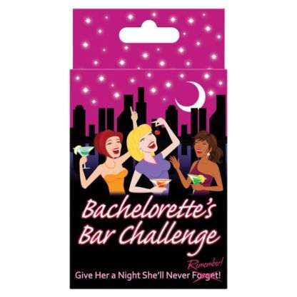 Pink und schwarz verpacktes bachelorette kartenspiel von kheper games mit illustrierte frauen und skyline im hintergrund