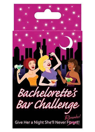Pink und schwarz verpacktes bachelorette kartenspiel von kheper games mit illustrierte frauen und skyline im hintergrund