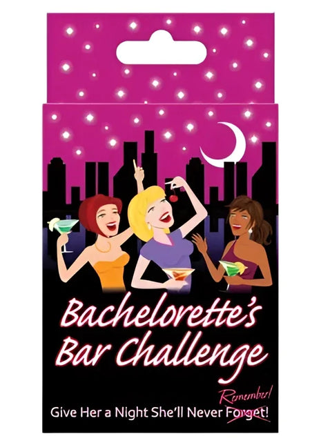 Pink und schwarz verpacktes bachelorette kartenspiel von kheper games mit illustrierte frauen und skyline im hintergrund