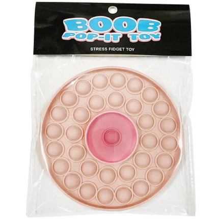 Kheper games boob-pop-it-spielzeug pink und pfirsichfarbener kreisförmiger pop-it fidget toy mit zentralem knopfpaket in klarsichtfolie