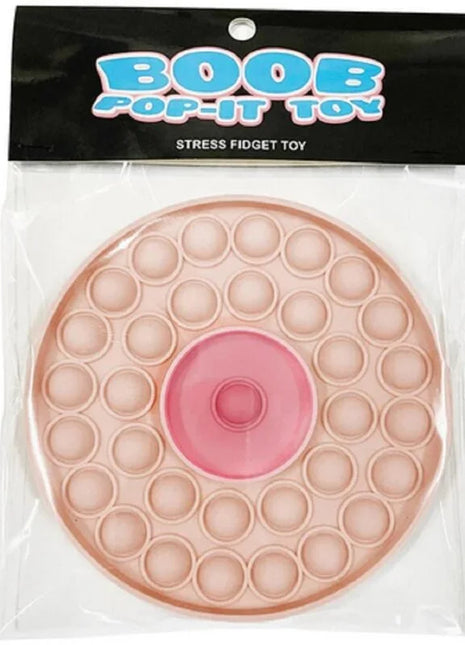 Kheper games boob-pop-it-spielzeug pink und pfirsichfarbener kreisförmiger pop-it fidget toy mit zentralem knopfpaket in klarsichtfolie