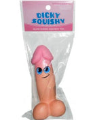 KHEPER GAMES - pinke dicky squishy spielzeug mit blauen Augen und Lächeln in klarem Plastik verpackt