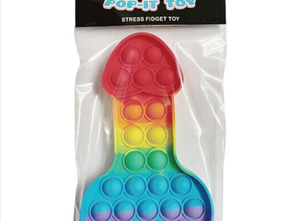 Kheper Games mehrfarbiges silikon pop-it penis anti stress spielzeug in klarsichtverpackung mit schwarzem kopfbereich