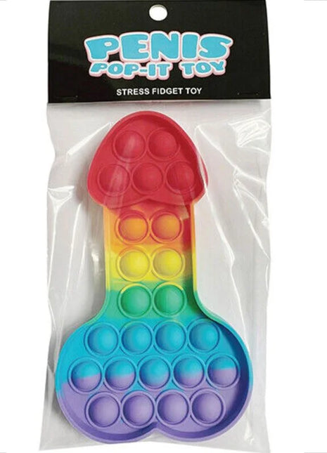 Kheper Games mehrfarbiges silikon pop-it penis anti stress spielzeug in klarsichtverpackung mit schwarzem kopfbereich