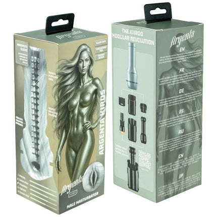 Kiiroo feel argenta kiros mastubator in silber silikon mit modularer, austauschbarer konstruktion aus der stars kollektion
