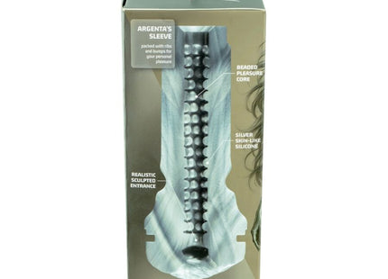 Kiiroo feel Argenta Kiros masturbator in silber mit hautähnlichem silikon beaded core und geripptem sleeve
