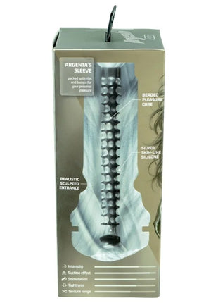 Kiiroo feel Argenta Kiros masturbator in silber mit hautähnlichem silikon beaded core und geripptem sleeve
