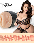 Beige silikon anzug mit schwarzer basis und strukturierter innenseite von kiiroo feel romi chase stars kollektion